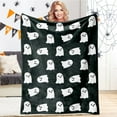 thumbnail image 4 of chaungfeng Halloween Throw Blanket, Black Ghosts Spooky Throw Blankets Warm Cozy Lightweight Flannel Blanket, for Bedroom Living Rooms Couch Sofa Bed Home Decorations, 4 of 5