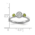 thumbnail image 2 of 925 Sterling Silver Bezel Polished Prong set Stackable Db Round Peridot and Dia. Ring Size 10 Stackable Ring for Women, 2 of 2