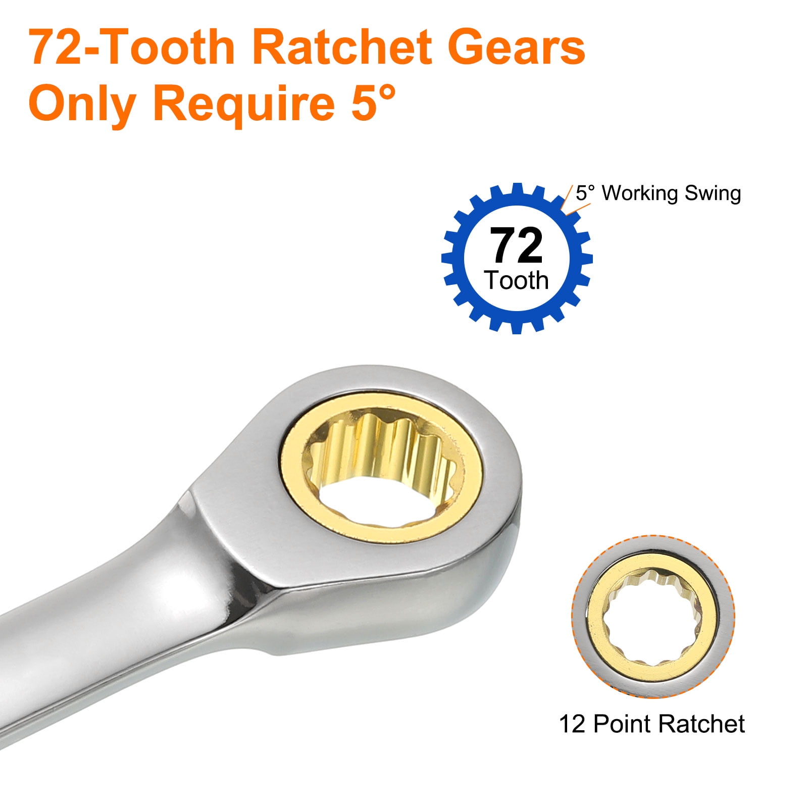 Uxcell 1 Set Double Box End Ratcheting Wrench 14 x 15mm / 16 x 18mm Metric 72 Tooth Ratchet Gear Spanner Tools