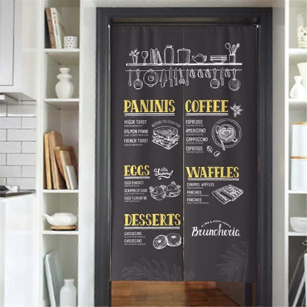 Curtain Noren Japanese Curtain for Restaurant Closet Door Entrance Feng Shui Doorway Curtain (Dark Gray Coffee,33.5 Inches x 59 Inches)