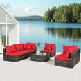 thumbnail image 2 of Patiojoy 7 PCS Outdoor Patio Furniture Set All-Weather PE Rattan Sofa Set w/Coffee Table & Cushions Red, 2 of 10