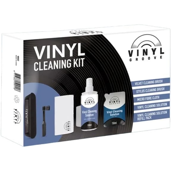 Vinyl Record Cleaning Kit 5-in-1 - Complete Set with Velvet Brush, Stylus Brush, Microfibre Cloth, Cleaning Solution Spray & 150ml Refill - Anti‑Static Vinyl Care for Turntable Maintenance