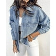 thumbnail image 3 of Chaqueta vaquera informal for mujer con lentejuelas en contraste, manga larga y diamantes de imitación., 3 of 7