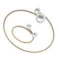thumbnail image 1 of 2Pcs Pearl Hand Chain Necklace Set Ladies Fashion Pearl Bracelet Bride Jewelry Neck Choker Wedding Dress Accessory (Golden), 1 of 3