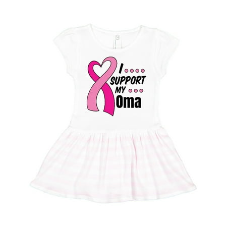 

Inktastic Breast Cancer Awareness I Support My Oma with Pink Ribbon Gift Toddler Girl Dress