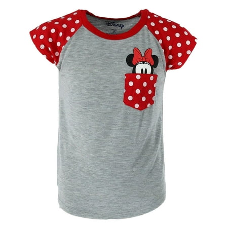 Youth Minnie Mouse Peeking Pocket Tee Shirt, Light Grey