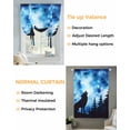 thumbnail image 3 of Wolf Black Silhouette Tie Up Curtains for Window, Thermal Insulted Balloon Shade Adjustable Rod Pocket Curtains Valance Panels for Kitchen Bathroom Cafe 52 x 63 Forest Starry Night, 3 of 6