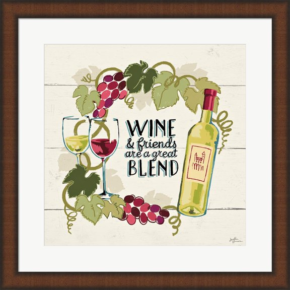 Wine and Friends V by Janelle Penner, Framed Wall Art, 19.75W x 19.75H