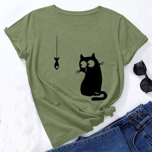 zanvin Hauts pour Femmes, T-Shirt d'Été pour Femmes, Mode Estivale, Coupe Ample, Col Rond, Imprimé Animal Mignon, Manches Courtes