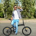thumbnail image 6 of Zimtown 20" Adult Folding Bike, 7 Speed Shimano Lightweight City Commuter Bicycle, Black, 6 of 8