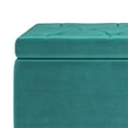 thumbnail image 4 of Hamilton 48" W Traditional Rectangle Storage Ottoman in Aqua Blue Velvet Fabric, 4 of 8