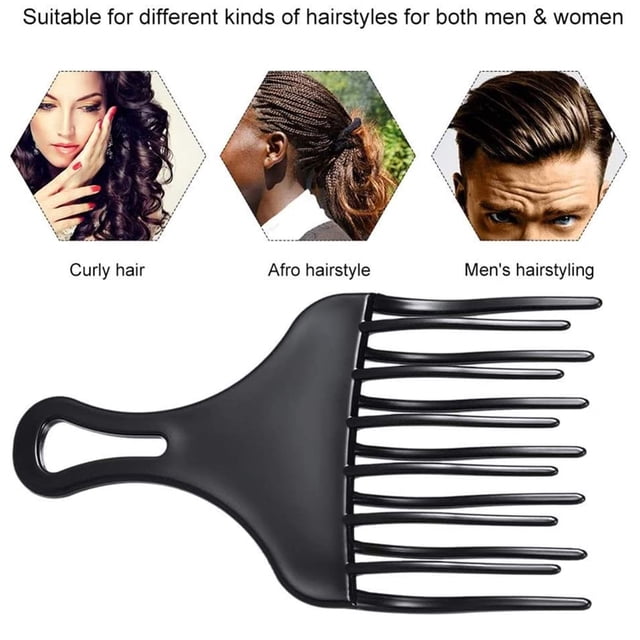 Peine de pelo ancho de plástico, herramienta de peluquería de pelo ancho de plástico, peine de pelo afro elegante y moderno