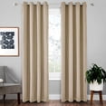 thumbnail image 2 of Cortinas opacas de microfibra de lujo con ojales térmicos para privacidad total, para dormitorio y sala de estar, ojales plateados de 1,6 pulgadas, 2 paneles beige, oscurecimiento de la habitación,, 2 of 5