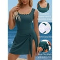 thumbnail image 2 of Asoul Scalloped Ribbed One-Piece Tummy Control Swimsuits for Women Wrap Tie Swim Dress Modest Bathing Suits with Skirts, 2 of 9