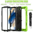 thumbnail image 2 of Dteck Heavy Case for Samsung Galaxy Tab A8 10.5 inch 2022 Tablet SM-X200/X205/207 with Built-in Screen Protector, Rugged Shockproof Kickstand Case with Shoulder Strap / Rotate Hand Strap,Green + Black, 2 of 6