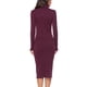 thumbnail image 2 of Vestido De Suéter De Punto De Cuello Alto, Elástico Ajustado, Clásico, Cuello Alto, Manga Larga, Suéter, Color Sólido, Suave, Cálido, Básico Para Fiesta, Fecha Para Invierno Cergrey Vino Tinto XL, 2 of 6