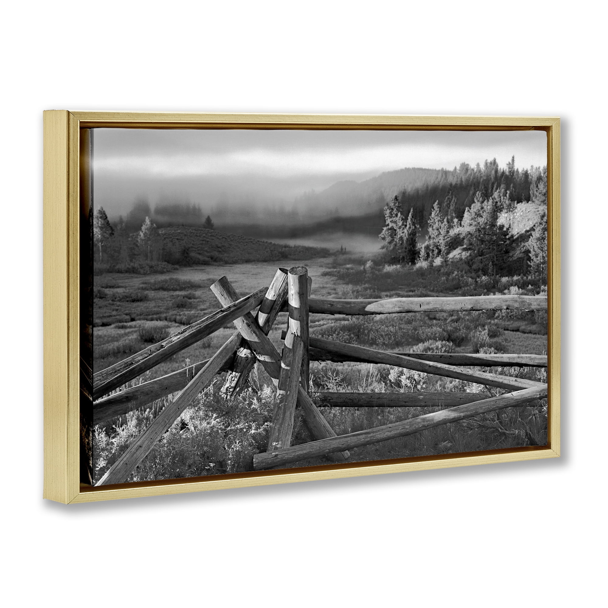 Grand Tetons Fence Beyond Gold Framed Floater Canvas Wall Art, design by MJ Photography