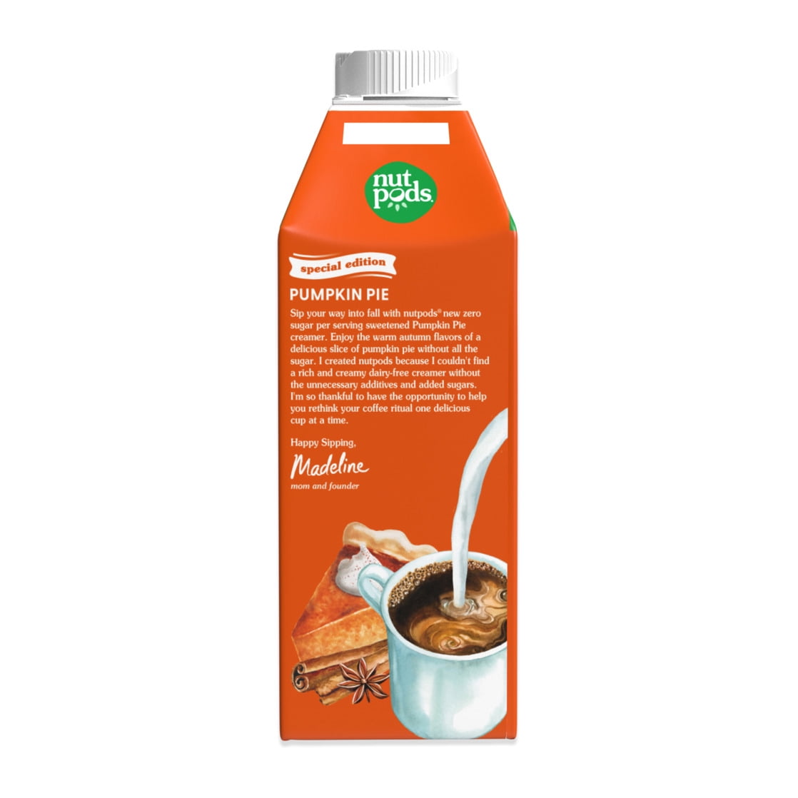 nutpods® Pumpkin Pie Zero Sugar Non Dairy Coffee Creamer Made with Almonds and Coconuts
