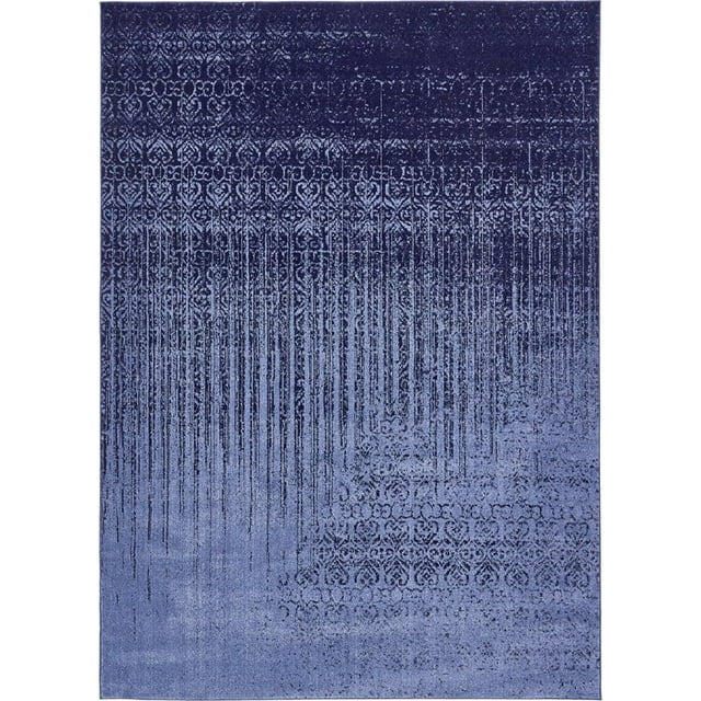 Unique Loom Tapis d'Impression Del Mar Ombre 8' x 11' Rectangle Bleu/bleu Marine