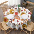 thumbnail image 3 of Fall Pumpkins Sunflowers Mushrooms Round Tablecloth 60" X 60",Wrinkle Wipeable Table Cloth for Kitchen Dining Room Picnic Patio Party, 3 of 6