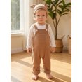 thumbnail image 3 of Cjfdfy Newborn Baby Boy Girl Fall Outfits Solid Long Sleeve Romper Waffle Overall Pants And Knotted Hat 3 Piece Set Cute Coming Home  Fall Winter Outfit 0-18M, 3 of 9