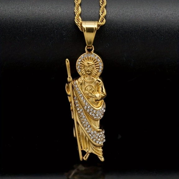 Focus For Men Stainless Steel Gold God Pendant Hip Hop Iced Out Religious Jewelry