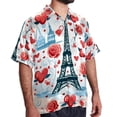 thumbnail image 2 of Eiffel Tower Valentine's Day Men's Short Sleeve Beach Shirts, Casual Printed Poplin Button Down, Unisex Summer Hawaiian Shirt, 2 of 6