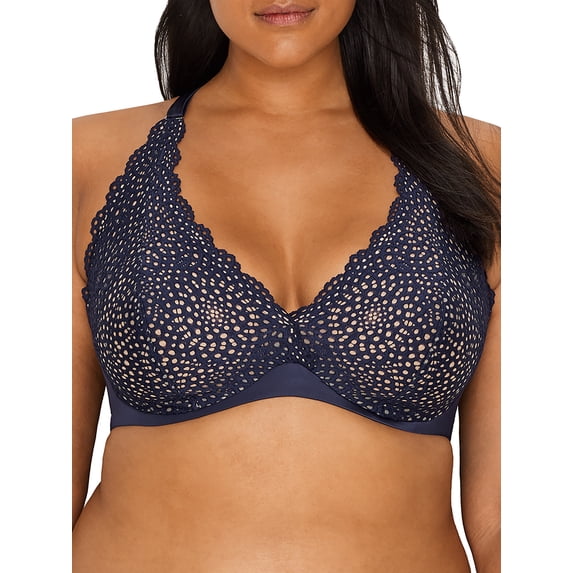 Curvy Couture Womens Crochet Lace Racerback Bra Style-1280