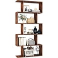 thumbnail image 2 of Bookshelf  Geometric Bookcase S Shaped Book Shelves Unit for Living Room  Tier Tall Decorative Display Shelf for Bedroom  Study Room  Rustic, 2 of 4