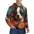 thumbnail image 2 of Salouo Vintage Colorful Flower French Bulldog Pattern Men's Fall Hoodie Sweatshirt,Sport Hoodie with Pockets for Men Pullover Casual Hooded Sweatshirt-Small, 2 of 7
