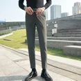 thumbnail image 2 of Pantalones de traje de negocios rectos y ajustados para hombre, de cintura alta, fluidos, para oficina, trabajo, social, sastrería, pantalones trenzados para hombres., 2 of 5