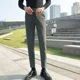 thumbnail image 2 of Pantalones de traje de negocios rectos y ajustados para hombre, de cintura alta, fluidos, para oficina, trabajo, social, sastrería, pantalones trenzados para hombres., 2 of 5