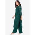 thumbnail image 3 of Roaman's Women's Plus Size 3-Piece Allover Lace Duster Pant Set – Formal Wear, 3 of 6