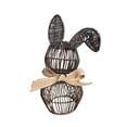 thumbnail image 2 of Easter Bunny decor, Handcrafted Wicker, Easter decoration, Bow decorations, Freestanding Accent, Spring Home Display, Dark Gray, 1 Pc, 2 of 7