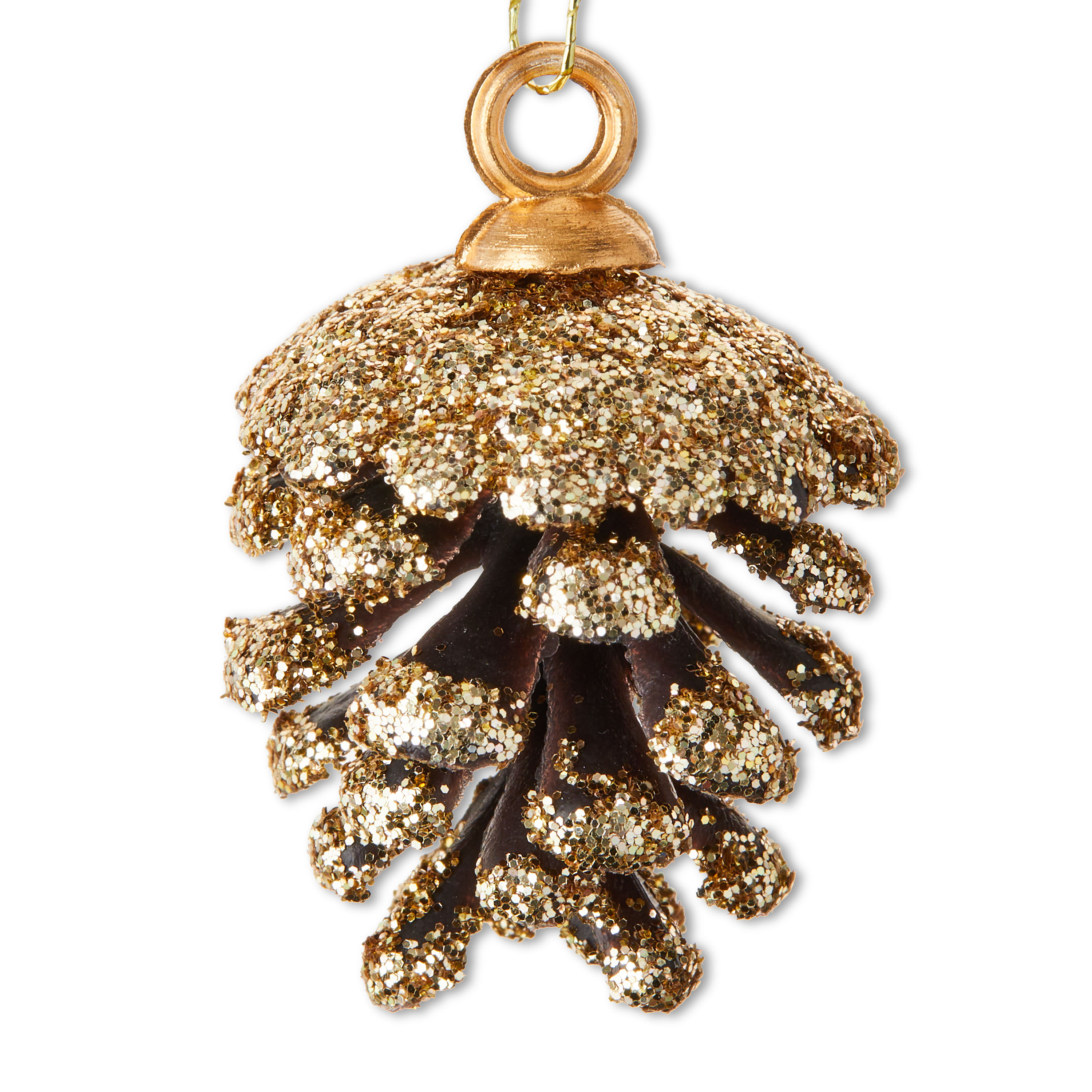 Gold Glitter Pinecone Mini Christmas Ornaments, 9 Count, by Holiday Time