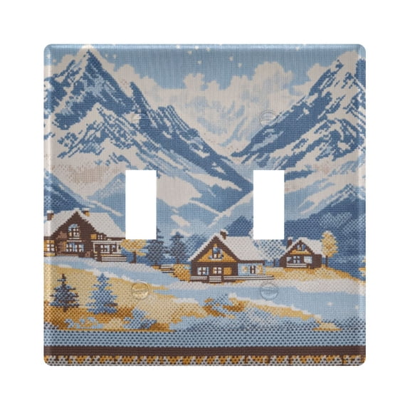 Yayeee Toggle Light Switch Wall Plate 2-Gang 4.56"x4.48" Decorative Outlet Cover, Winter Mountain