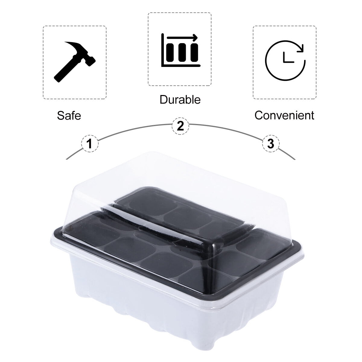 Clispeed  White Sprouter Trays 10Pack for Planting with Heat Preservation and Transparent Lid