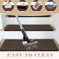 thumbnail image 6 of 10-Pack Non-Slip Stair Treads | 21.6"x7.4" Indoor Carpet Runners | Self-Adhesive & Washable | Dark Gray/Brown Polyester | Pet & Kid Safe | 55x19cm Each, 6 of 7