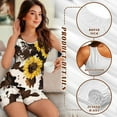 thumbnail image 6 of TSOVTHRID Brown Cow Sunflower Print Women's Pajama Sets Tank Top and Short Pants Sleepwear Sets Soft Sleeveless Lounge Set, Size S, 6 of 7