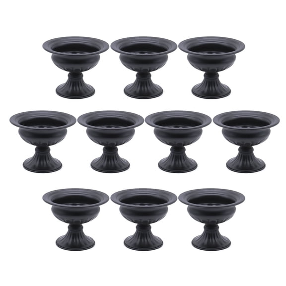 Koyal Wholesale Black Ribbed Pedestal Decorative Bowl, 10 Pack Compote Centerpiece