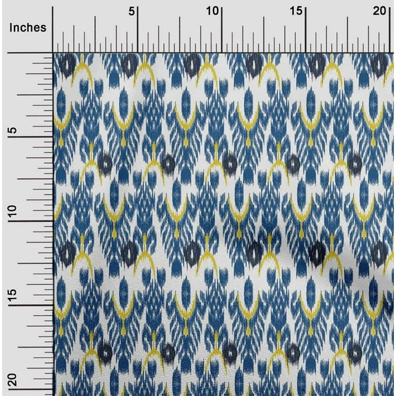 oneOone Organic Cotton Poplin Twill Fabric Tree Style Ikat Print Fabric By Yard 42 Inch Wide