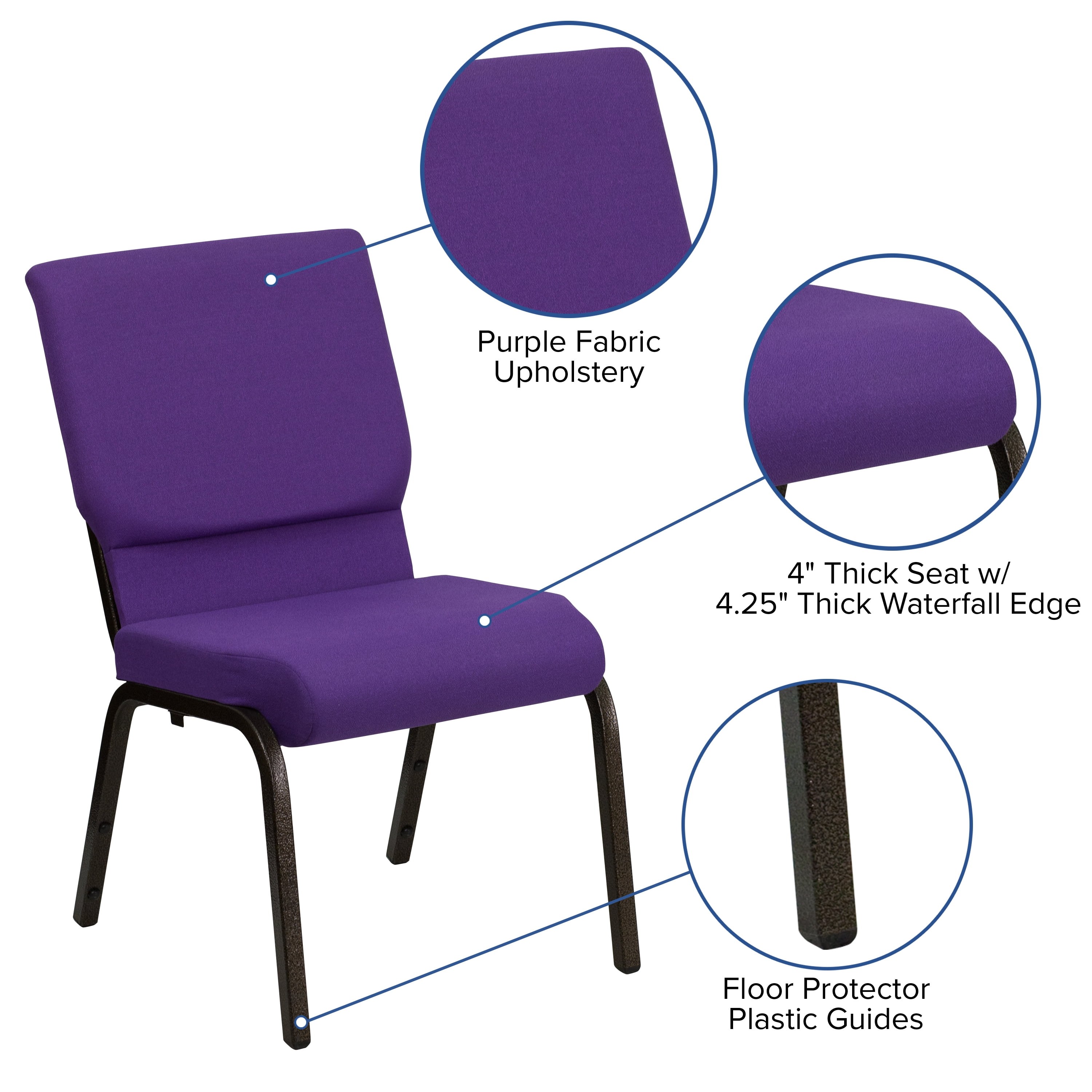 used purple church chairs