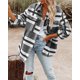 thumbnail image 3 of Chaqueta de franela a cuadros Beaully para mujer, talla XL, gris, 3 of 6