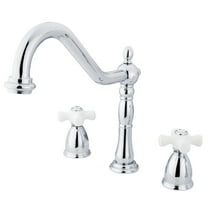 Kingston Brass KB1791PXLS Heritage Double-Handle 3-Hole Widespread Kitchen Faucet in Polished Chrome