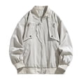 thumbnail image 1 of RXIRUCGD Men's Stitching Drawstring Hooded Slim Fashion Jacket Coat Outwear, Beige, Size: L, 1 of 6