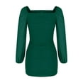 thumbnail image 5 of Tumotour Dress For Women Long Sleeve Square Neck Lantern Mesh Ruched Mini Dress Bodycon Dress Stretch Party Cocktail Dresses, 5 of 6