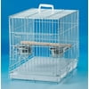 20" Portable Travel Veterinary Bird Parrot Wire Carrier Cage with Wooden Stand Perch & Stainless Steel Bowls