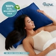 thumbnail image 4 of Bare Home 100% Mulberry Silk Envelope Pillowcase - Perfect for Hair and Skin - Premium 6A Grade, 19 Momme Silk - Queen, Dark Blue, 4 of 8