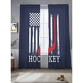 thumbnail image 2 of Navy Blue American Flag Sheer Curtains 108 Inch Length 2 Panels Set Window Treatments, Abstract Red Hockey Stripes Us Flag Rod Pocket Semi Curtains for Living Room/Bedroom/Kitchen, 104"W x 108"L, 2 of 7