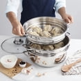 thumbnail image 2 of STPgoods 2-Tier Stainless Steel Steamer Pot with Glass Lid 5.3 Qt (5 L) Dumpling Steamer Pot Multi-Layer Cookware Pot 11", 2 of 3